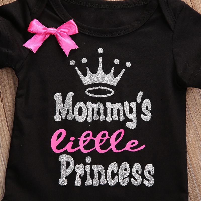 Summer Cotton Baby Girl 2 Color Black White Bodysuit Daddy Mom's Princess Jumpsuit Clothes Outfits